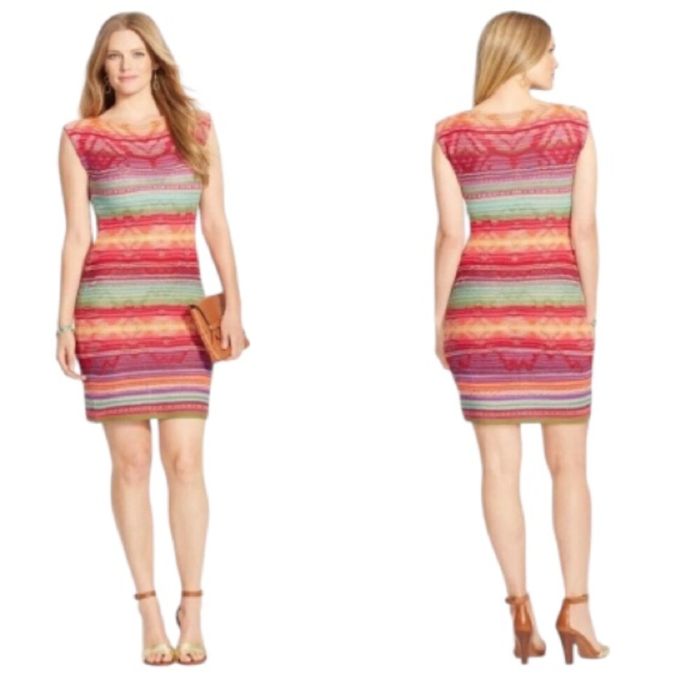 LAUREN Ralph Lauren Aztec/Tribal
Lined  linen Sleeveless holiday dress XS